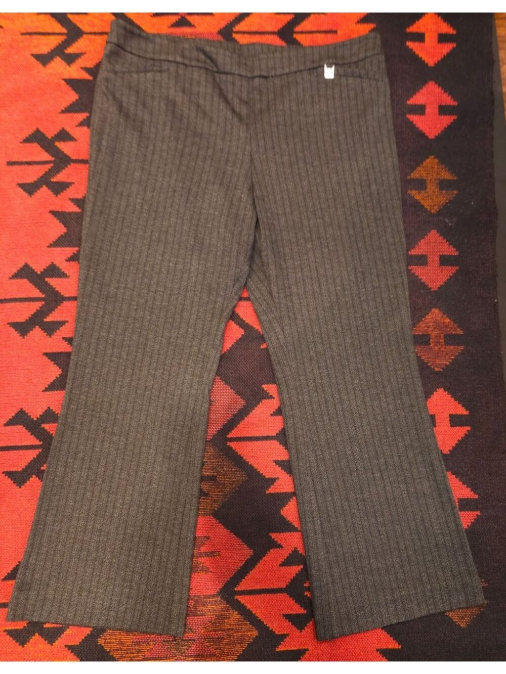 7th Avenue New York & Company XL Gray Stretch Bootcut Pinstripe Dress Pants